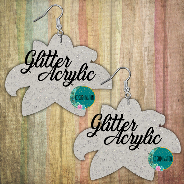 Glitter Acrylic- Lily flower - 5 & 10 pairs 1.5 & 2 inch size - Sublimation Acrylic