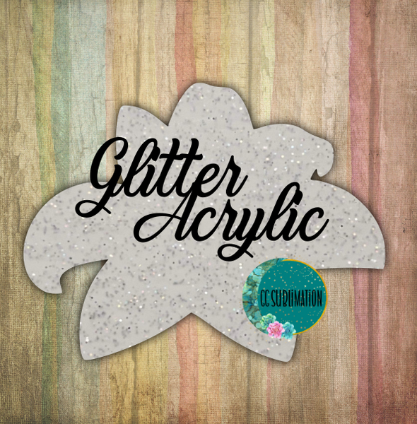 Glitter Acrylic -Lily flower - With or Without Hole - Sublimation Acrylic