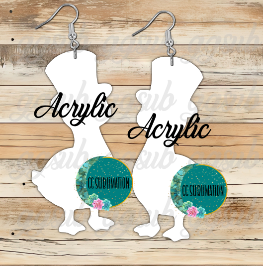 Acrylic - Top hat goose- 5 & 10 pairs 1.5 & 2 inch size - Sublimation Acrylic
