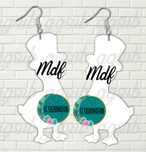 MDF - Top hat goose - earrings 2 sizes to choose from