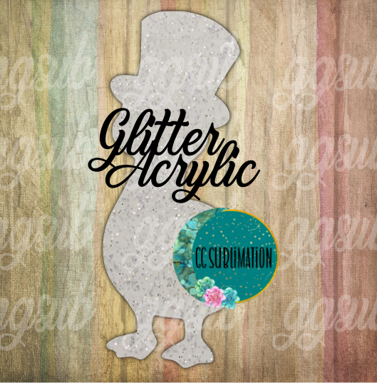 Glitter Acrylic -Top hat goose - With or Without Hole - Sublimation Acrylic