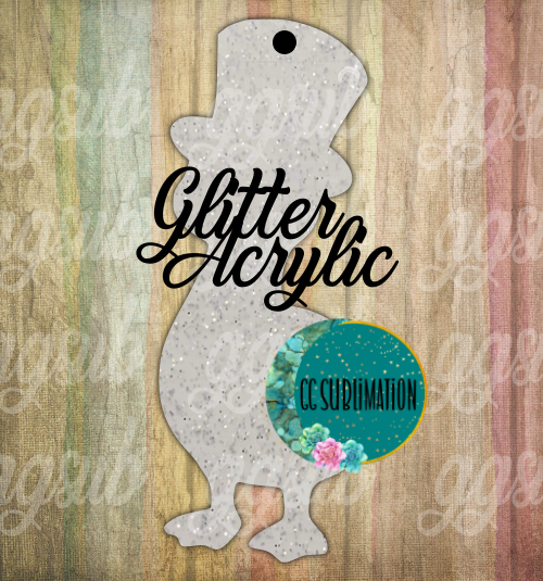 Glitter Acrylic -Top hat goose - With or Without Hole - Sublimation Acrylic