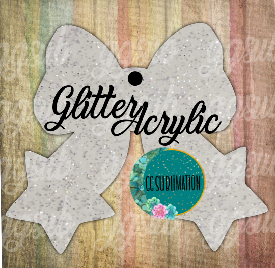 Glitter Acrylic -Star bow - With or Without Hole - Sublimation Acrylic