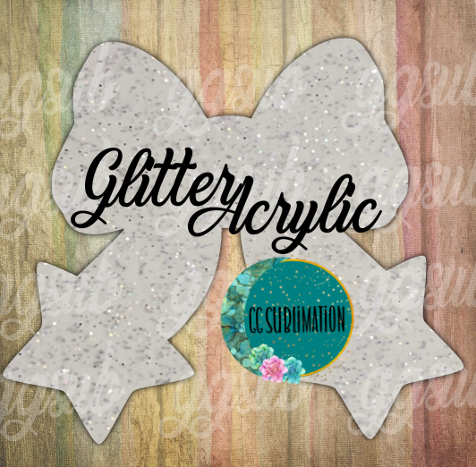 Glitter Acrylic -Star bow - With or Without Hole - Sublimation Acrylic
