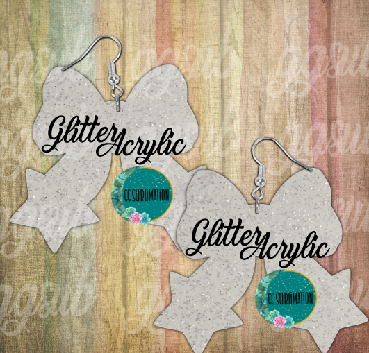 Glitter Acrylic- Star bow - 5 & 10 pairs 1.5 & 2 inch size - Sublimation Acrylic