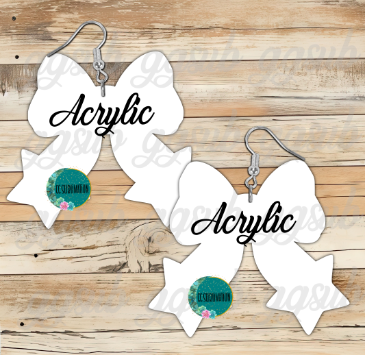 Acrylic - Star bow- 5 & 10 pairs 1.5 & 2 inch size - Sublimation Acrylic