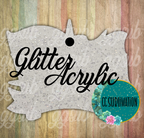 Glitter Acrylic -Lady crown and flag - With or Without Hole - Sublimation Acrylic