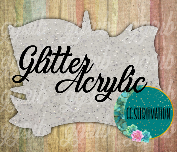Glitter Acrylic -Lady crown and flag - With or Without Hole - Sublimation Acrylic