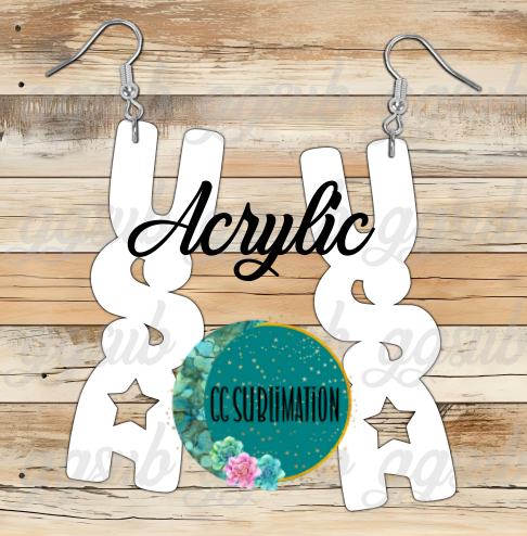 Acrylic - USA - 5 & 10 pairs 1.5 & 2 inch size - Sublimation Acrylic