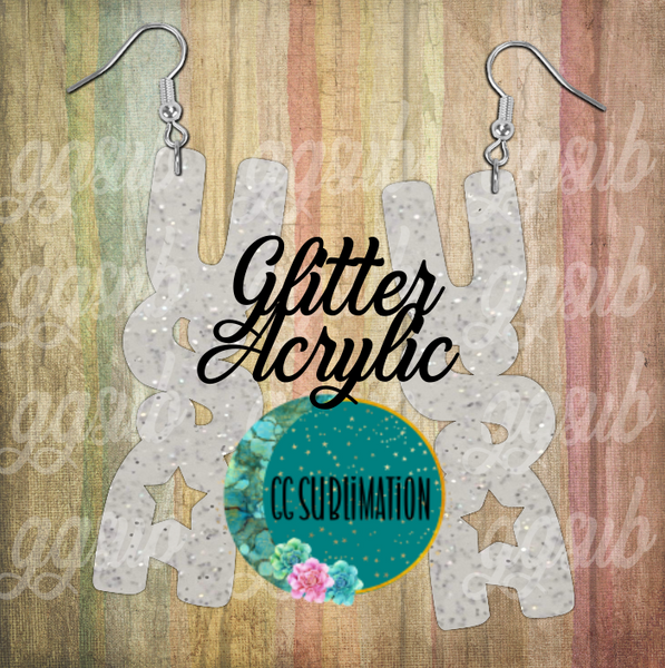 Glitter Acrylic- USA - 5 & 10 pairs 1.5 & 2 inch size - Sublimation Acrylic