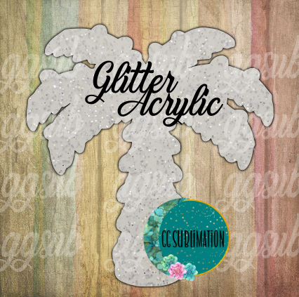 Glitter Acrylic- Palm tree with lights -  10 or 20 count 1.5 & 2 inch size( FOR BADGE REELS)