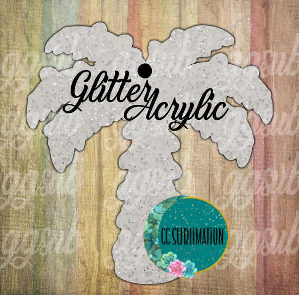 Glitter Acrylic - Palm tree with lights - With or Without Hole - Sublimation Acrylic