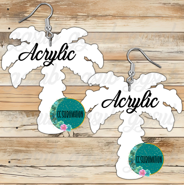 Acrylic - Palm tree with lights - 5 & 10 pairs 1.5 & 2 inch size - Sublimation Acrylic