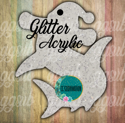 Glitter Acrylic -Hammer head Santa hat - With or Without Hole - Sublimation Acrylic