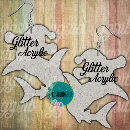 Glitter Acrylic- Hammer head Santa hat- 5 & 10 pairs 1.5 & 2 inch size - Sublimation Acrylic