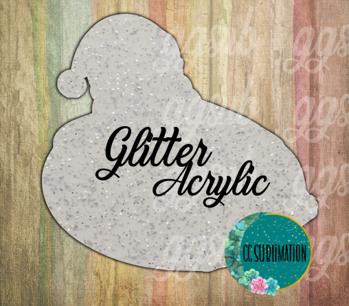 Glitter Acrylic- Santa float-  10 or 20 count 1.5 & 2 inch size( FOR BADGE REELS)