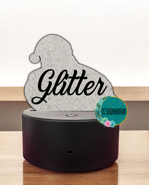 GLITTER Acrylic Santa float Base Blank - Sublimation Acrylic
