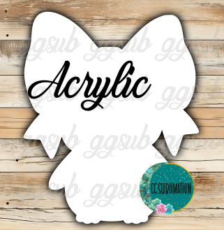 Acrylic- Penguin Bow- With or Without Hole - Sublimation Acrylic