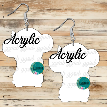 Acrylic - Christmas mouse - 5 & 10 pairs 1.5 & 2 inch size - Sublimation Acrylic