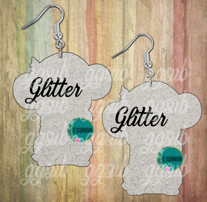 Glitter Acrylic- Christmas mouse- 5 & 10 pairs 1.5 & 2 inch size - Sublimation Acrylic