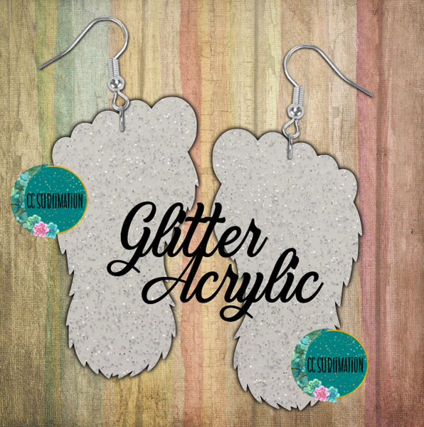 Glitter Acrylic- Bigfoots feet 5 & 10 pairs 1.5 & 2 inch size - Sublimation Acrylic