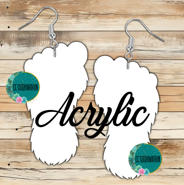 Acrylic - Bigfoots feet - 5 & 10 pairs 1.5 & 2 inch size - Sublimation Acrylic