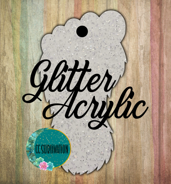 Glitter Acrylic - Bigfoot feet- With or Without Hole - Sublimation Acrylic