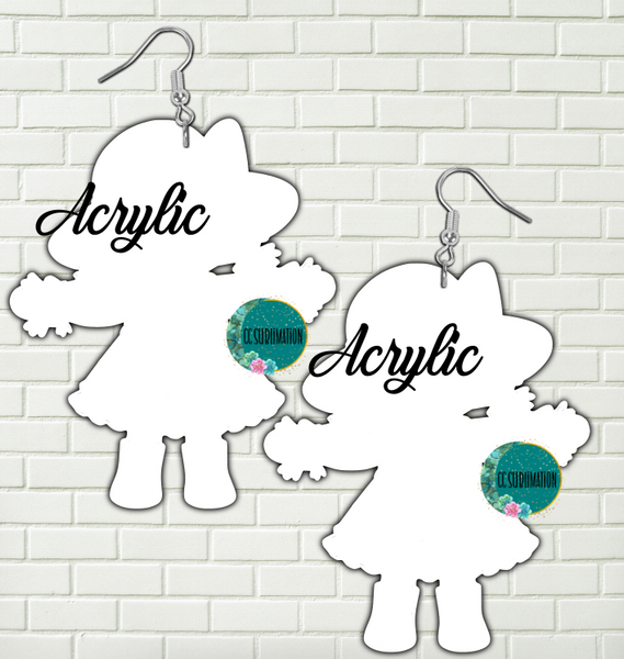 Acrylic - Scarecrow girl - 5 & 10 pairs 1.5 & 2 inch size - Sublimation Acrylic