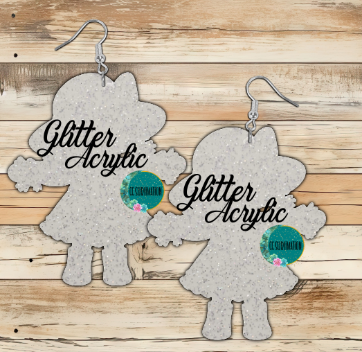 Glitter Acrylic- Scarecrow girl 5 & 10 pairs 1.5 & 2 inch size - Sublimation Acrylic