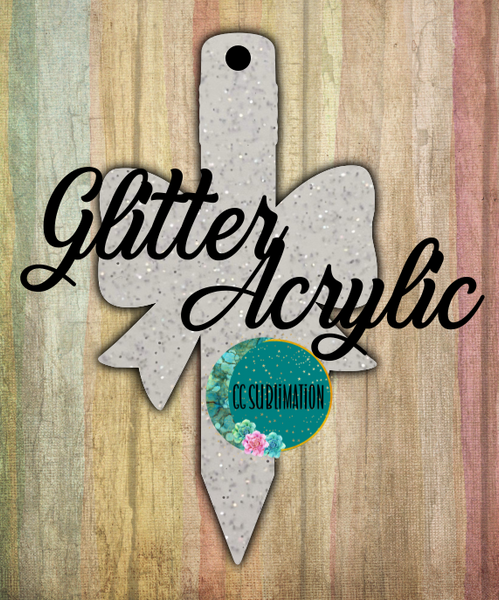 Glitter Acrylic - Pencil bow - With or Without Hole - Sublimation Acrylic