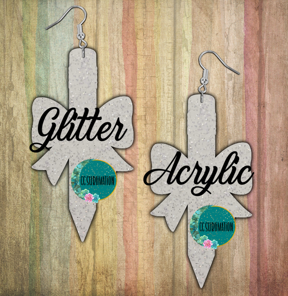 Glitter Acrylic- Pencil bow 5 & 10 pairs 1.5 & 2 inch size - Sublimation Acrylic