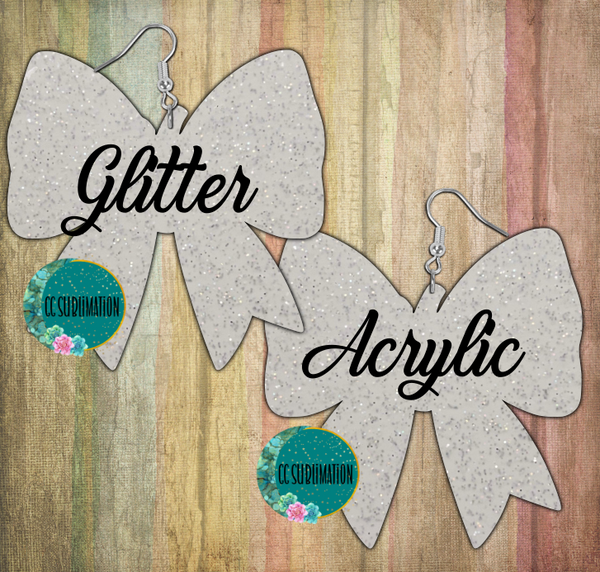 Glitter Acrylic- Pumpkin bow 5 & 10 pairs 1.5 & 2 inch size - Sublimation Acrylic