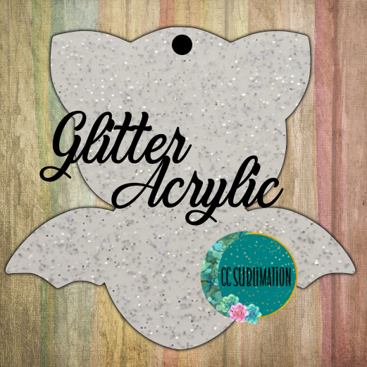 Glitter Acrylic - Chubby bat - With or Without Hole - Sublimation Acrylic