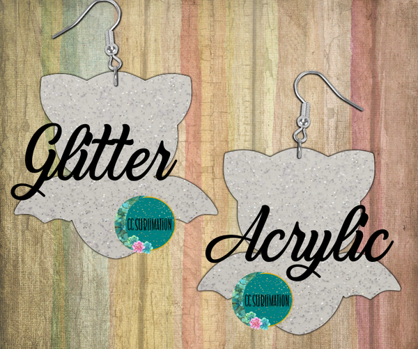 Glitter Acrylic- Chubby bat 5 & 10 pairs 1.5 & 2 inch size - Sublimation Acrylic