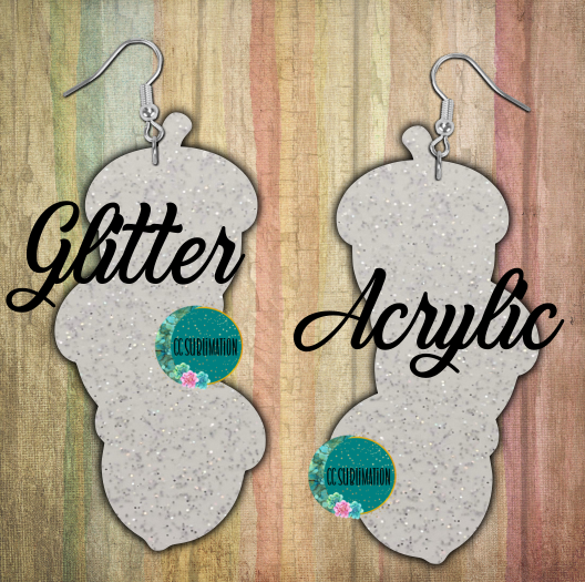 Glitter Acrylic- Trio acorn 5 & 10 pairs 1.5 & 2 inch size - Sublimation Acrylic