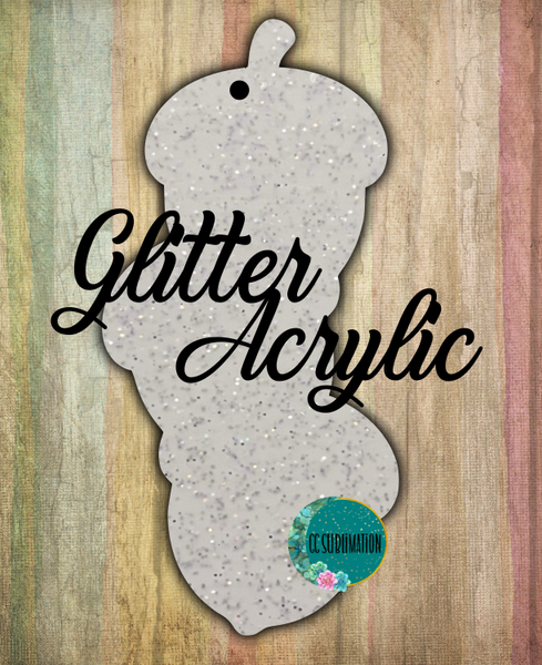 Glitter Acrylic - Trio acorn - With or Without Hole - Sublimation Acrylic