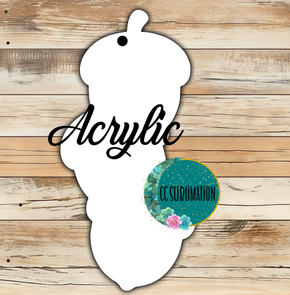 Acrylic- Trio acorn- With or Without Hole - Sublimation Acrylic
