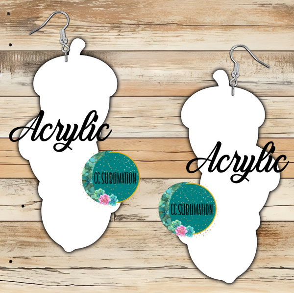 Acrylic - Trio acorn - 5 & 10 pairs 1.5 & 2 inch size - Sublimation Acrylic