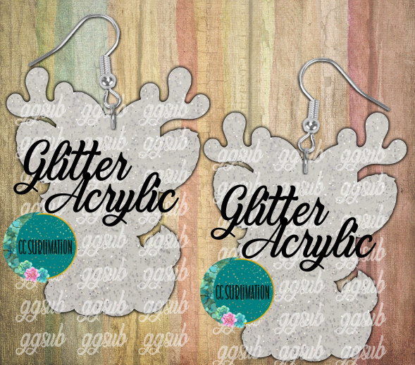 Glitter Acrylic- Reindeer bow - 5 & 10 pairs 1.5 & 2 inch size - Sublimation Acrylic