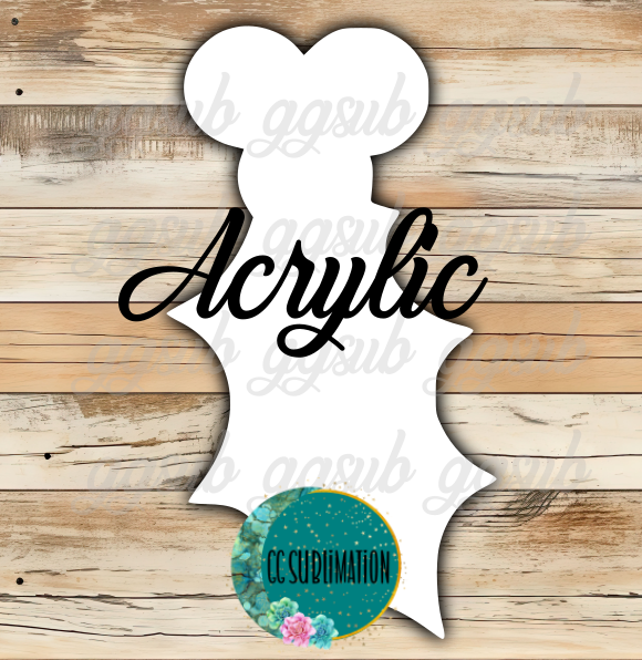 Acrylic- Holly leaf - With or Without Hole - Sublimation Acrylic