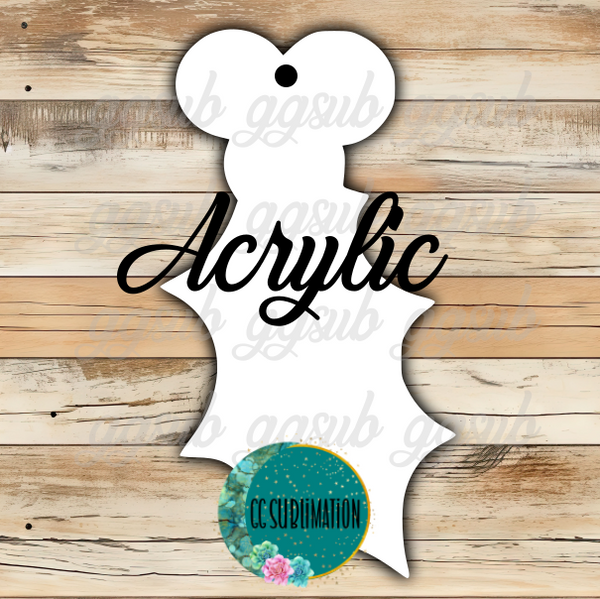 Acrylic- Holly leaf - With or Without Hole - Sublimation Acrylic