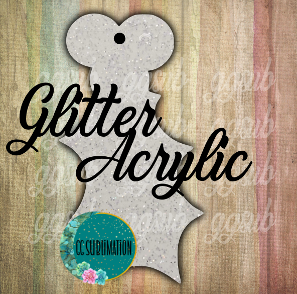 Glitter Acrylic - Holly leaf - With or Without Hole - Sublimation Acrylic