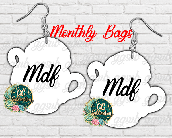 Monthly bag - TWO SIZES - Animal in mug - 10 pairs single side