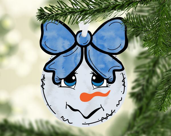 Digital design- Snowman with blue bow