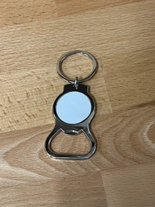 Bottle opener keychain with aluminum sublimation disk