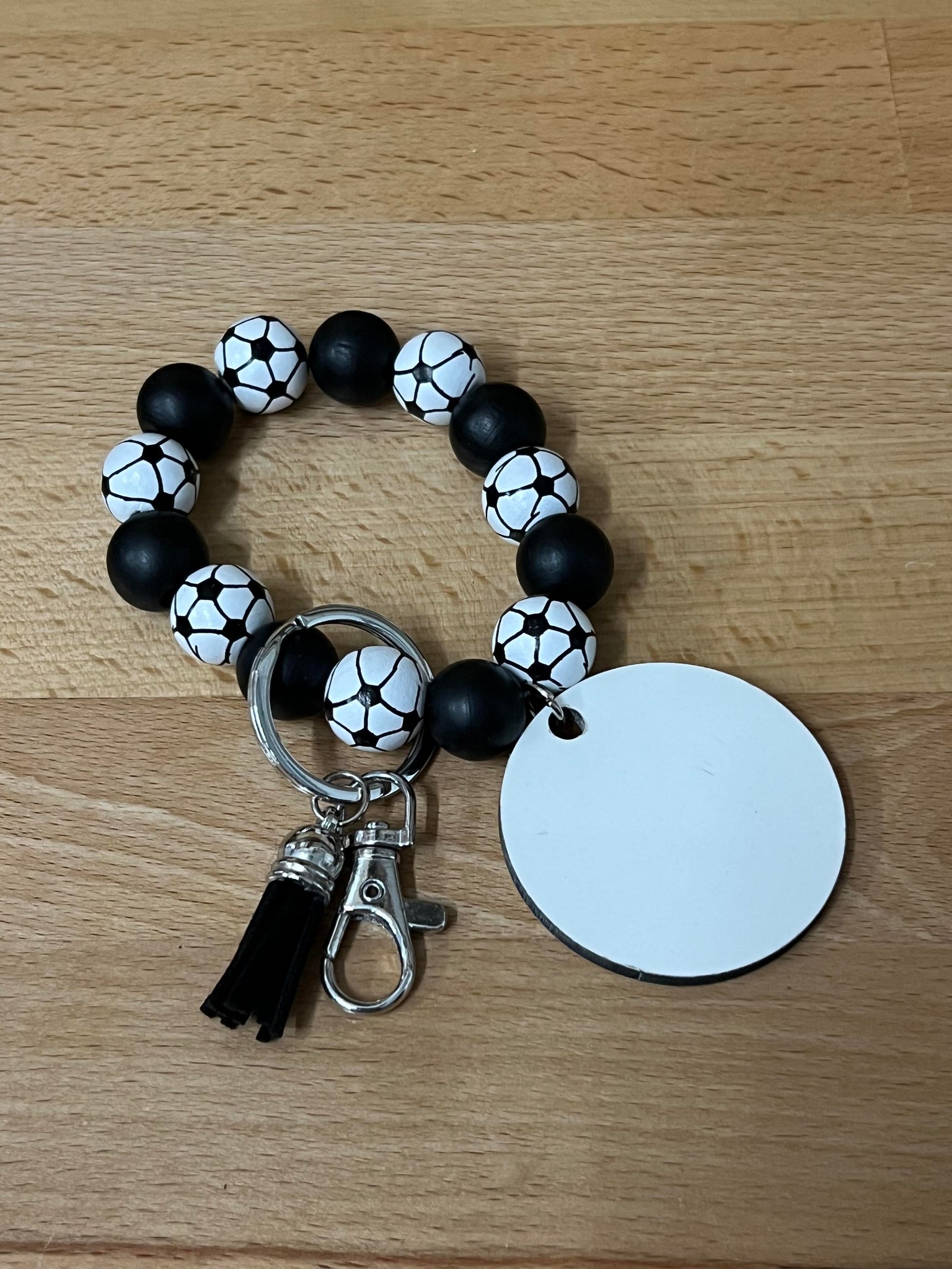 Sports bracelet - Soccer with a 2-inch double sided mdf round