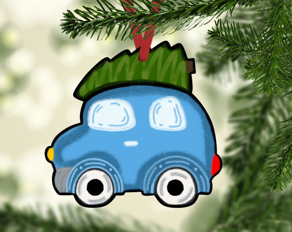 Digtial design - Blue car with tree