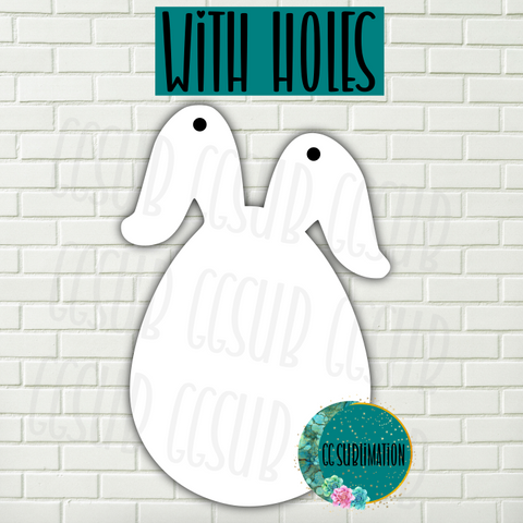 MDF - Floppy bunny egg door hanger WITH holes 3 sizes to choose from