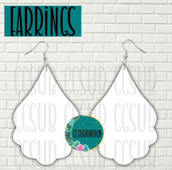 MDF - Scallop tear drop earrings 2 sizes to choose from