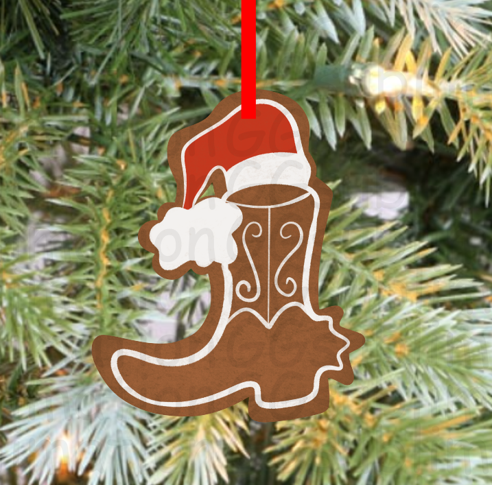 Digital design- Gingerbread cookie boot with Santa hat